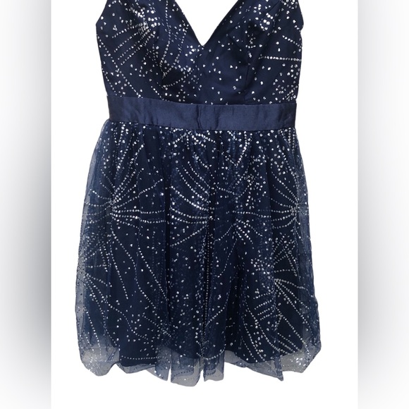 Windsor Navy Blue Silver Fireworks Dress size Small - Picture 5 of 10